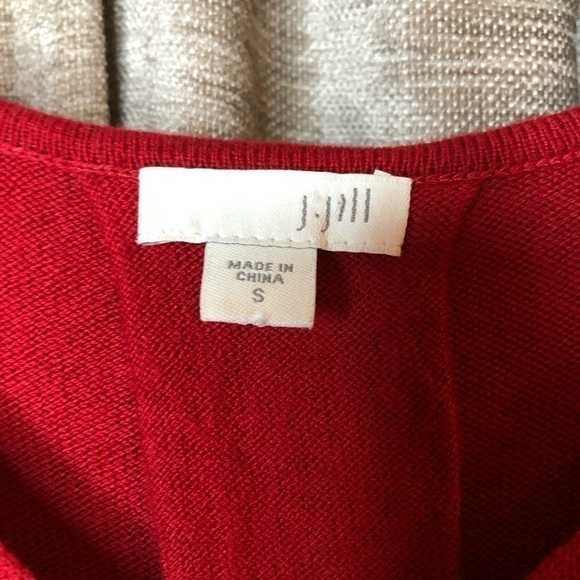 J Jill Red V Neck Pleated Back Sweater Size Small - Picture 7 of 16